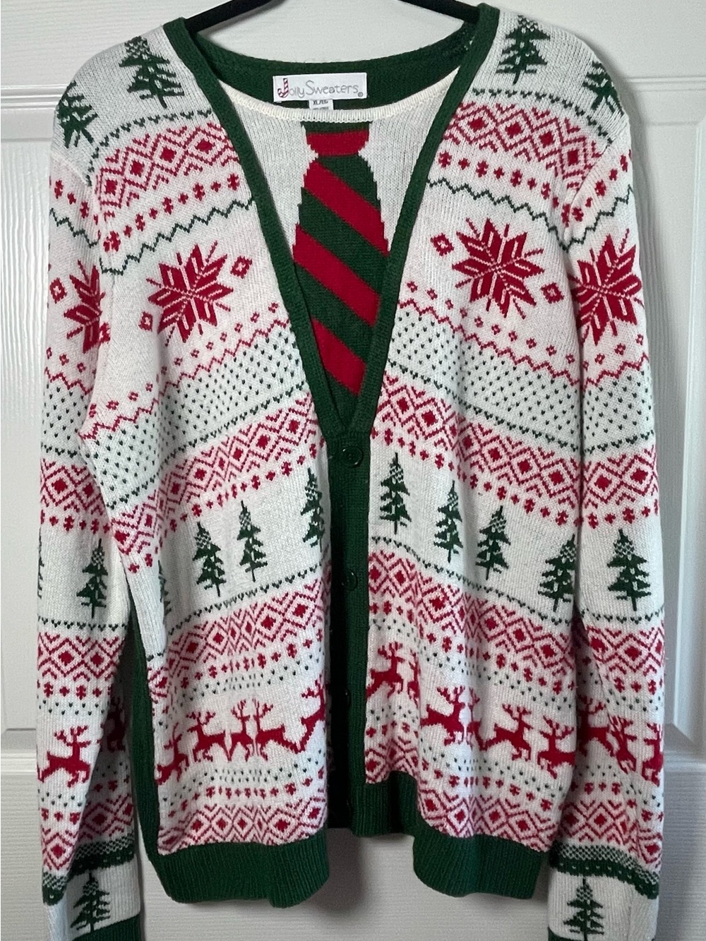 Men’s Christmas Sweater - White/Red/Green Ugly Sweater Party